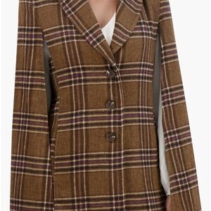 Chic Plaid Women's Cape Coat